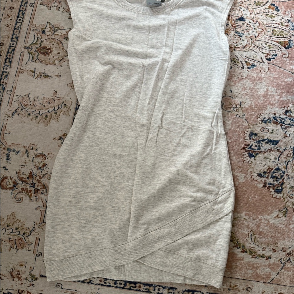 Athleta Gray Mini Dress Cap Sleeve Crew Neck